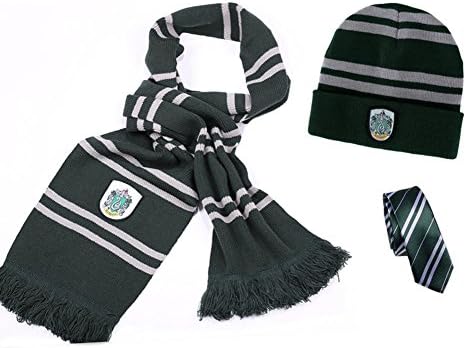 Harry Potter Slytherin House Scarf Costume + Tie + Hat/Cap Costume Accessory Cosplay