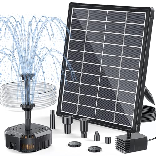 POPOSOAP Solar Fountain with Filter, 6.5 W Solar Fountain for Outdoor Use for Stable Daily Operation, Compact Filter Box for Small Pond, Bird Bath or Aquarium