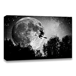 Canvas Wall Art Halloween Pumpkin Lantern Painting Artwork for Home Prints Framed - 12x18 inches