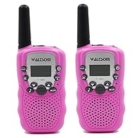 WALTSOM Kids Walkie Talkies, 2 Pack Portable T388 3KM Long Rang UHF Radio 22 FRS and GMRS Walky Talky for Camping/Summer Camp/Spring Outing Indoor Outdoor Activities, Best Gift for Child (Pink)