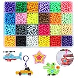 Outgeek Fuse Beads, 24 Colors 3600 Beads Refill Compatible with Aquabeads and Beados Magic Water Sticky Beads Art Crafts Toys for Kids Beginners