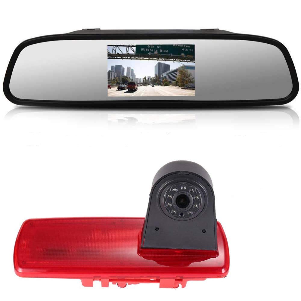 4.3'' Inch HD Rearview Mirror + 1280x720 Pixel 1000TV Lines Reversing Camera, HD Night Vision Rear View Backup Camera for FIAT Talento/Renault Trafic, III/Nissan NV300 Primastar/Opel Vauchall Vivaro