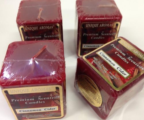 3 oz square votive candle 4/pk - Cinnamon Cider- Strong cinnamon scent with a touch of sweet apple and spices