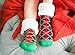 Pudus Christmas Grey Cozy Winter Slipper Socks for Women and Men with Non-Slip Grippers and Faux Fur Sherpa Fleece - Adult Regular Fuzzy Socks