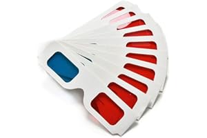 3D Paper Glasses, Red and Cyan Anaglyph, White Cardboard Frame, 50 Pairs