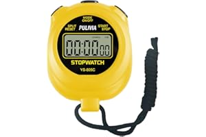PULIVIA Stopwatch Timer with Countdown, Simple Operation Digital Stop Watch for Sports, Countdown-Alarm Button-Sound, AAA Battery Included (Yellow)