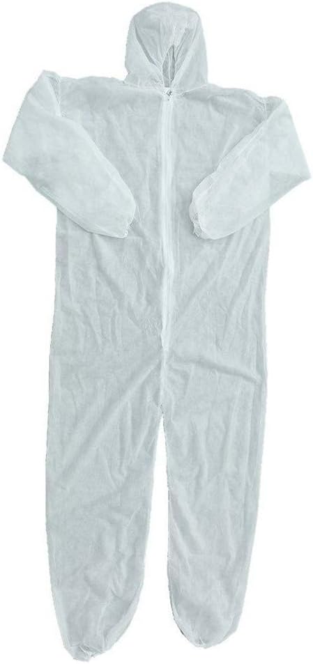 MIPAHI Security Protection Clothes,Disposable Coveralls, Dust Spray Suit, Protective Breathable Hooded Suit with Elastic Cuffs, Ankles and Waist, Serged Seams,Dust-proof Waterproof Windproof,L