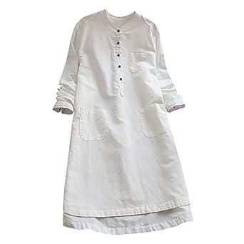 VEMOW Herbst Frühling Sommer Elegante Damen Frauen Stehkragen Langarm Casual Täglichen Party Strand Urlaub Lose Tunika Tops T
