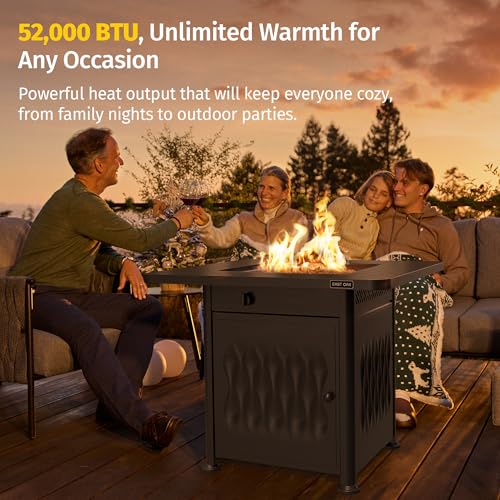 EAST OAK 28" Outdoor Propane Fire Pit Table | 52,000 BTU Gas Fire Pit ...