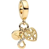 Vegaine Christmas Gold Charms for Bracelet Family Bead Charms for Women