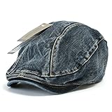 ililily Denim Newsboy Flat Cap Gatsby Cap ivy Irish Cabbie Driver Hunting Hat