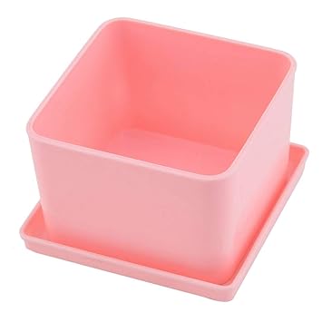 SLB Works Melamine Windowsill Garden Square Plant Succulent Holder Flower Pot Container Pink