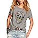 Weigou Woman T Shirt Floral Skull Contrast Color Junior Tops Tee Punk Street Style Lady Shirt (XXL, Gray)