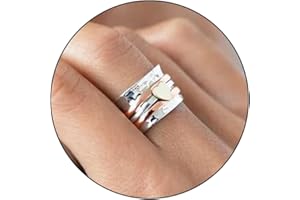 Anxiety Fidget Ring for Women Hammered Spinner Band Rings Love Spinner Heart Ring for Relief Mood Anxiety Relief Wide Band fo