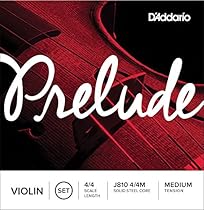 D'Addario Prelude Violin String Set, 4/4 Scale, Medium Tension
