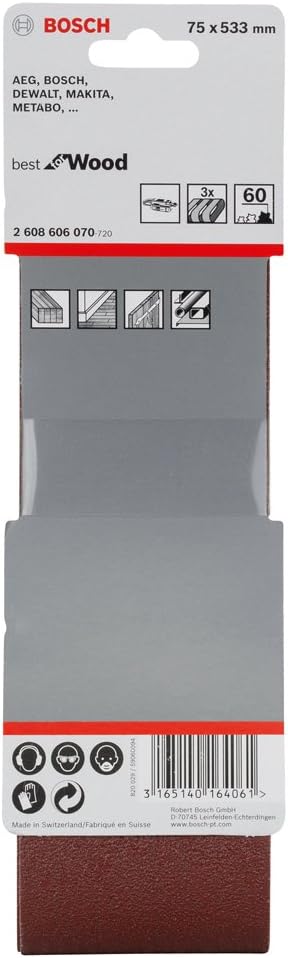 Bosch 3X PRO Paint on Wood and Hardwood X440 Sanding Belt for Sanders (for Paint on Wood Hardwood, 75 x 533 mm, Grit 60 - Image 3
