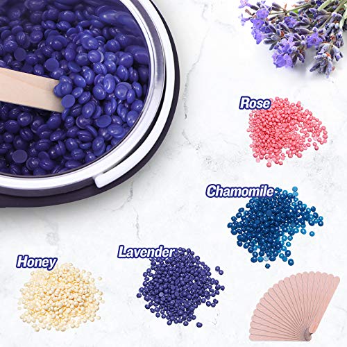 Wax Warmer, Liaboe Wax Heater Hair Removal Kit, Electric Waxing Kit with Adjustable Temperature, LED Display, 4 Different Flavor Hard Wax Beans and 20 Pcs Wax Applicator Sticks(Women/Men)