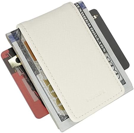 INJOYLIFE Leather Magnetic Slim Pocket Money Clip Holder Hot Sale Wallet for both Men and Women (White)