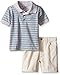 Calvin Klein Baby-Boys Yarn Dyed Stripe Jersey Polo and Twill Shorts, Black, 12 Months