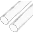 Rebower 12" Clear Plastic Rigid Pipe 12mm x 16mm(1/2" x 5/8") Acrylic Tube Round Polycarbonate Tubing, [for Plumbing, Hydraulics, Aquarium, DIY] - 2Pcs