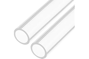 Rebower 12" Clear Plastic Rigid Pipe 12mm x 16mm(1/2" x 5/8") Acrylic Tube Round Polycarbonate Tubing, [for Plumbing, Hydraulics, Aquarium, DIY] - 2Pcs