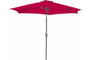 PORWEY 9' Patio Outdoor Table Umbrella Large Sun Market Umbrella with Easy Push Button Tilt and Crank, 6 Sturdy Ribs Fade Resistant Waterproof for Beach, Pool, Deck, Backyard