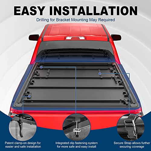 MOSTPLUS Quad Fold Soft Truck Bed Tonneau Cover Compatible for 2019