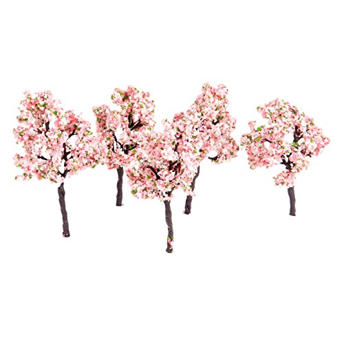 10pcs 11cm Pink Flower Model Tree Railway Train Diorama Garden Scenery OO HO Scale
