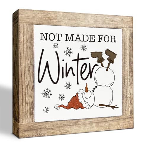 Rustic Winter Decor, Funny Snowman Sign, Not Made for Winter Signs, Wooden Box Signs for Home, Farmhouse Desk Decorate, Tiered Tray Decor, Housewarming Gifts, Snow Lover Gift at Amazon