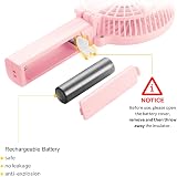 EasyAcc Handheld Fan USB Portable 6-Blade 3 Speeds 180° Foldable Pink view 2