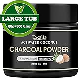 Excalla Activated Charcoal Teeth Whitening Powder - Natural Coconut Charcoal Toothpaste for Man/Women Raw Organic Food Grade 2.8oz/80g