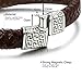 FIBO STEEL Stainless Steel Clasp Braided Leather Bracelet for Men Cuff Bracelet 7.5 inches Brown