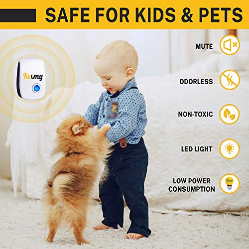 KEXMY Ultrasonic Pest Repellent - Ultrasound Pest Control for Mosquitoes, Mice, Cockroaches, Rats, Bugs, Spiders, and Ants - Non-Toxic and Humane Insect Repellent (6 Packs)