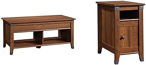 Sauder Carson Forge Lift-Top Coffee Table, Washington Cherry finish & Carson Forge Side Table, Washington Cherry finish