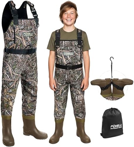 Ouzong Bootfoot Fishing Chest Waders Waterproof Hunting Camo Green US Kids Size1 Unisex Children main image 3