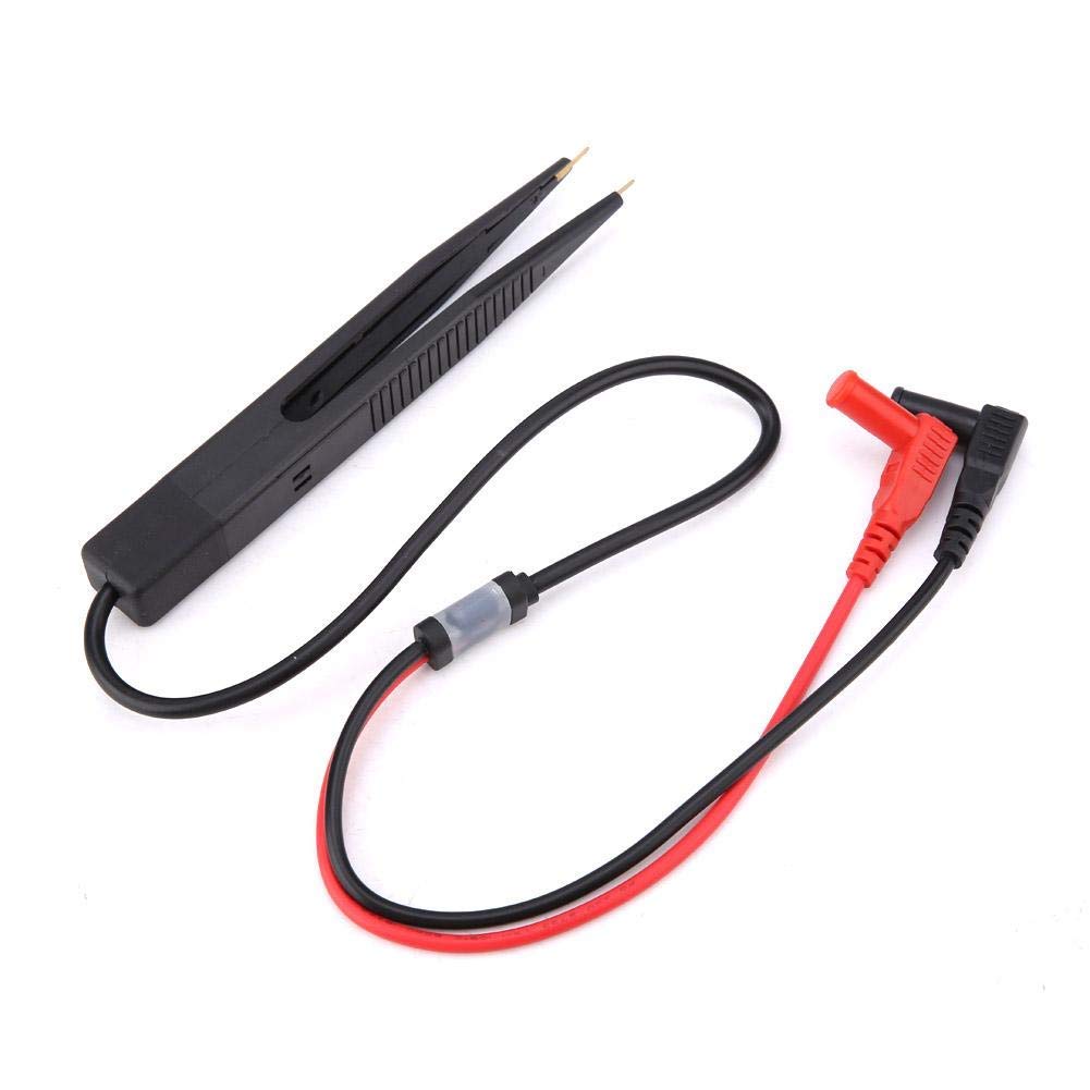 Multimeter Test Leads, SMD Capacitance Tester Clip for Chip Probe Measurement, Electronics Repair Tool with Spring Clip, White