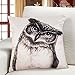 LAZAMYASA Animal Fashion Abstract Pug Dog Cushion Cover Case Pillow Custom Zippered Square Pillowcase 18x18 (one Side),Owl