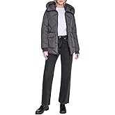 Kenneth Cole Women's Diamond Quilted Crinkle Nylon Puffer With Attached Hood
