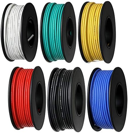 Trobing Hook Up Wire Kit (Stranded Wire Kit) 26 AWG UL3239-6 Colors (32.8ft Each) 7 Gauge Flexible Silicone Rubber Insulated Wire Tinned Copper, 300V Electronic Cable ELectrical Wire