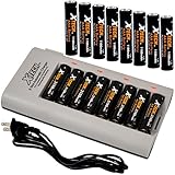Xtech 8 Slot Automatic Battery Charger + Xtech AA Ultra High-Capacity 3100mah Ni-MH Rechargeable Batteries (8 pack) + Xtech AAA Ultra High-Capacity 1100mah Ni-MH Rechargeable Batteries (8 pack)