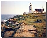 Pemaquid Lighthouse Ocean Cliff Landscape Scenery Wall Decor Art Print Poster (16x20)