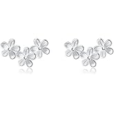 SLUYNZ Solid 925 Sterling Silver Flower Earrings Stud for Women Teens Small Floral Stud Earrings