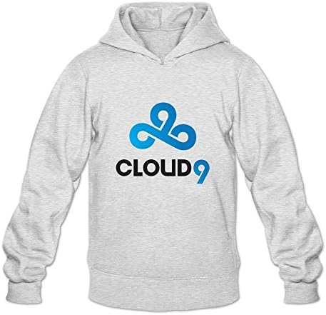 WYBU Men's League Of Legends Cloud9 Long Sleeve Hoodie Sweatshirt Size L Ash,100% Organic Cotton