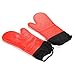 Lingstar Silicone Oven Gloves Mitts - Extra Long Cotton Lining Heat Resistant - BBQ Gloves - 1 Pair (Red)