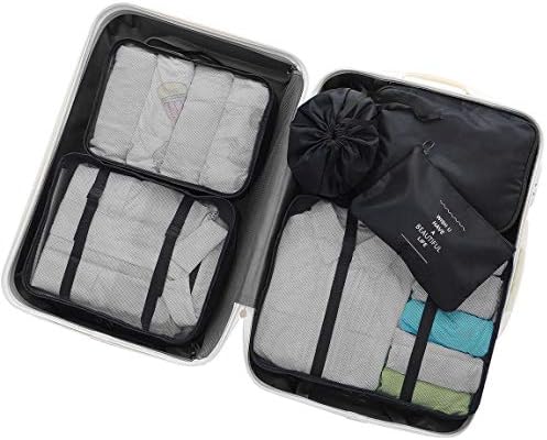 OEE Luggage Organizer Packing Cube Set for Travel, Pack of 6 Classic Black, One Size