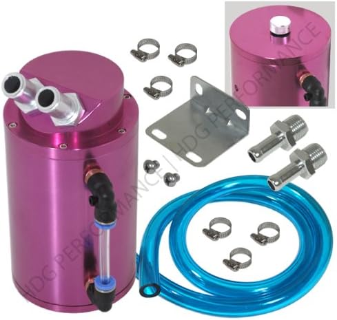 Purple Universal Aluminum Racing Oil Catch Tank Round Can Reservoir Turbo Engine 750ml