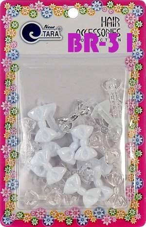 Tara Girls Self Hinge Plastic Bow Hair Barrettes 20 Pieces Selection (Clear White)