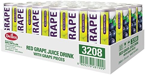 Dellos Red Grape Fruit Juice Drink With Grape Pieces 240ml (Pack of 24 Can)