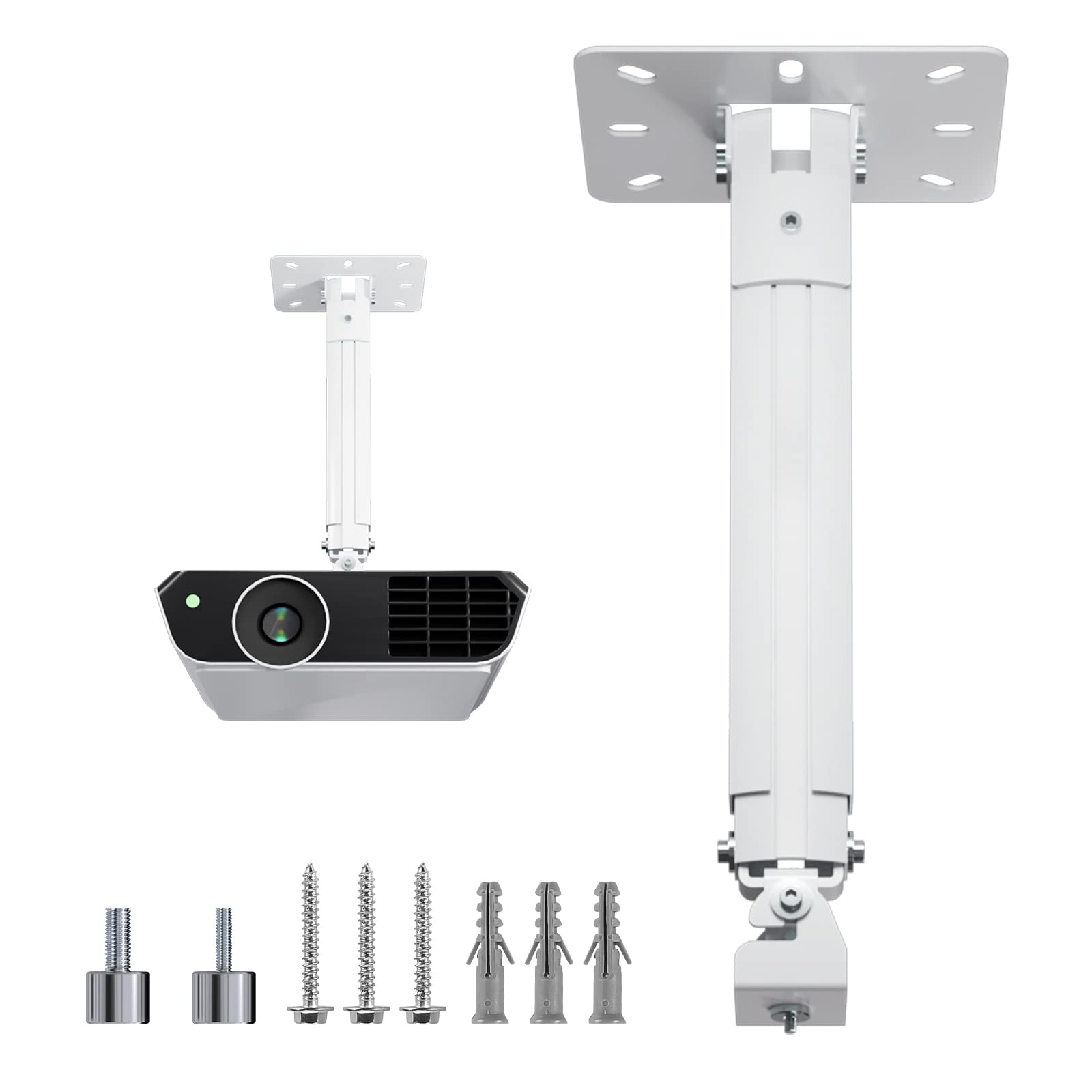 suptek Universal Ceiling Wall Projector Mount with 533mm Extendable Pole & Thread Adapters for Most Projectors up to 13.6kg