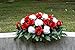 Sympathy Silks Artificial Cemetery Flowers Saddle-Arrangement - Red Rose & White Mums Silk Fake Flowers for Outdoor Grave-Decorations - Non-Bleed Colors, Easy Fit